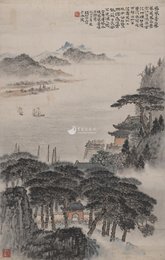 现代 钱松岩 登金陵凤凰台 