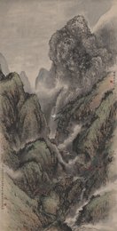 现代 秦仲文 蜀栈连云图