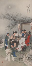 现代 王叔晖 夜宴桃李园图  
