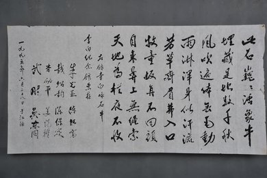 1995年朱光亚行书李白诗《咏石牛》横幅