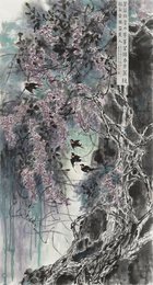 2025年沈叶青绘画《紫藤挂云木》