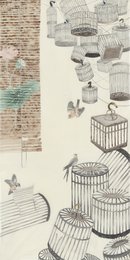2025年邢超群绘画《金笼思飞》