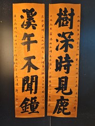 2024年靳文翰书法《林深溪午联》